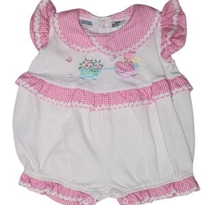 Vintage Small Steps Baby Romper Gingham 3–6M
